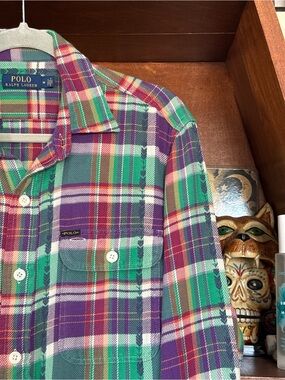 Polo by Ralph Lauren - Vintage RARE Aztec Plaid Flannel Button Down - Medium